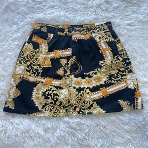 Stradivarius Baroque Chain Denim Mini Skirt